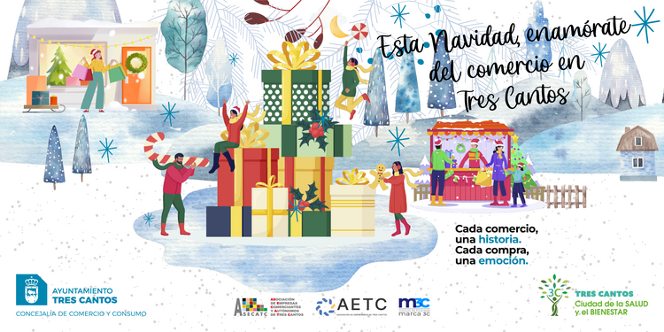 Imagen Campaña de Navidad "Esta Navidad enamórate del comercio en Tres Cantos"